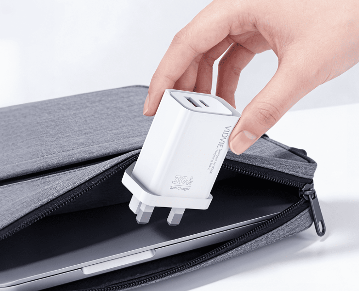 VIDVIE PLB182 30W GaN Fast Charger – Dual Port USB-C PD & USB-A Wall Charger
